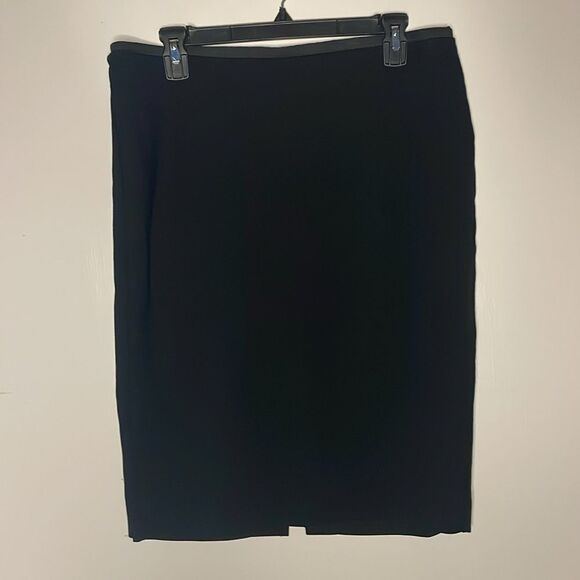 Boden- Black Pencil Skirt Elastic Waistband Back Center Slit Classic- Size 12 - Picture 1 of 8